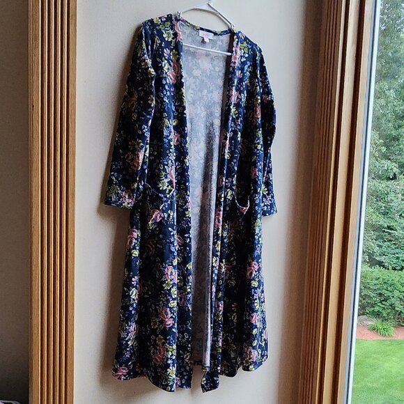 LuLaRoe Floral Long Open Cardigan Jersey Size Small - Picture 3 of 14
